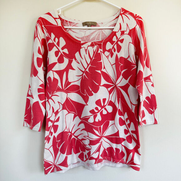Tommy Bahama Sweaters - Tommy Bahama Knit Sweater Tropical Print 3/4 Sleeve Top Lightweight Women’s Sz S